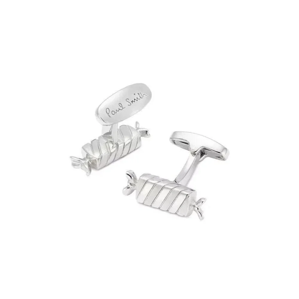 PAUL SMITH Mens Cufflinks Silver Tone SWEET Candy Chocolate Spiral Twist $175